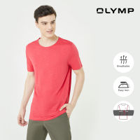 OLYMP Level Five Casual T-Shirt เสื้อยืดสีแดง ทรงพอดีตัว ยืดหยุ่นได้ดี ระบายอากาศได้ดี แห้งไว