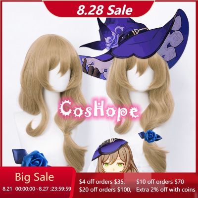 Genshin Impact Lisa Cosplay Wig 65Cm Brown Linen Wig Cosplay Anime Cosplay Wigs Heat Resistant Synthetic Wigs Halloween