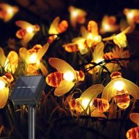 6/7/12M Bee Shaped LED String Lights Outdoor Solar Christmas Garlands Fairy Light Room Holiday Party Garden Decoration Lamp