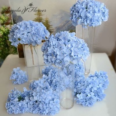 [AYIQ Flower Shop] 11ชิ้น/ล็อตผ้าไหมประดิษฐ์ไฮเดรนเยียดอกไม้หัว Stems DIY สำหรับงานแต่งงานดอกไม้ Wall Arrangement Garland Handmade วัสดุ