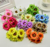 hot【cw】 6Pcs Artificial Flowers Gerbera Fashion Garden Bride Wreath Material Wedding Banquet Decoration