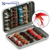 【hot】✎✈✔ Sougayilang 32Pcs/40/44pcs Trout Nymph Fly Fishing Dry Wet Flies Nymphs Lures Artificial Bait with Boxed