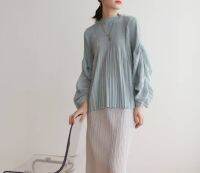 ใหม่ เติมสต็อก! 2MUAY รุ่น GJO7260 เสื้ออัดพลีทงานคุณภาพ VOLUME SLEEVE PLEAT TOP 11 สี FREE SIZE