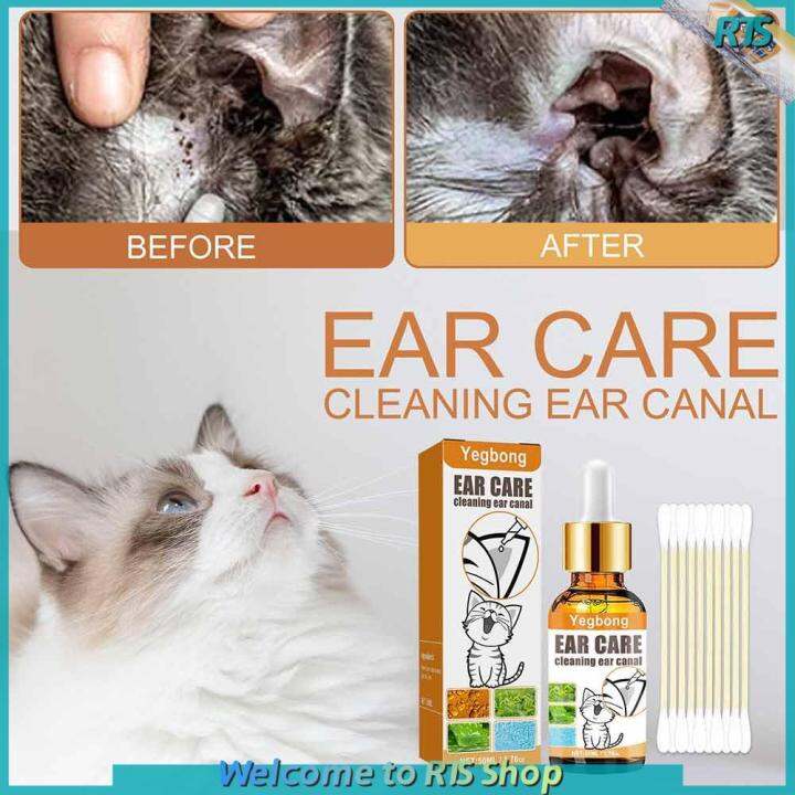 Cat Dog Ear Cleaner Pet Ear Drops Infections Control Ear Mite Medicine ...