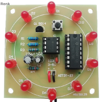 Renk เครื่องกำเนิดสัญญาณพัลส์แบบ DIY ชุดไฟ LED NE555 CD4017ชุดอิเล็กทรอนิกส์แบบหมุนได้โชคดี