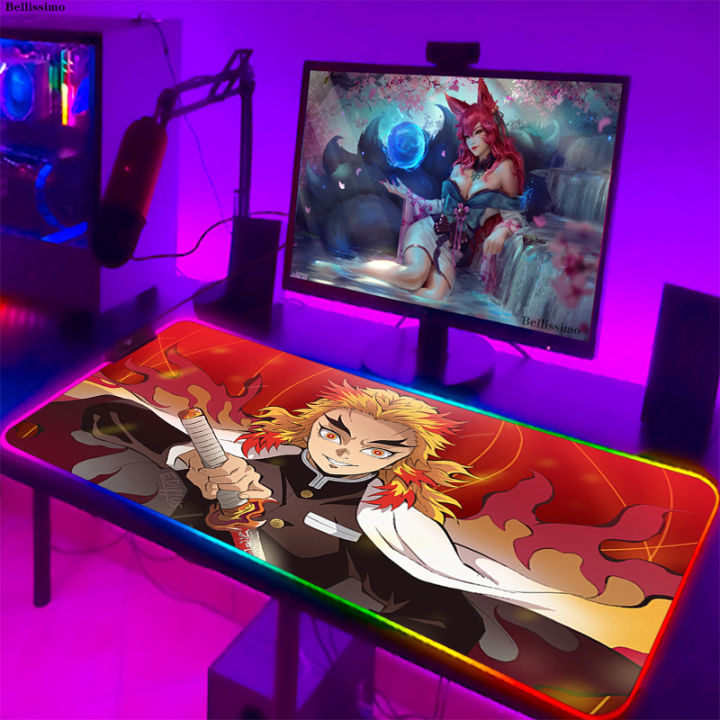 อะนิเมะแผ่นรองเมาส์-xxl-led-m-ousepad-บริษัท-backlit-ปีศาจฆ่าอุปกรณ์พีซี-rgb-โต๊ะเสื่อเล่นเกมแล็ปท็อปเกมเสื่อ-gamer-mause