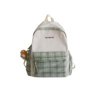 2021 Spring Summer New Women Nylon Backpack Contrast Color Plaid Female Girl Teenager Students Outdoor Leisure Book School Bag