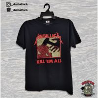 เสื้อยืด Black Metallica Kill EM All ROCK bandtee Black-cheap-unisex-Cotton-Quality-Skull Of Rock