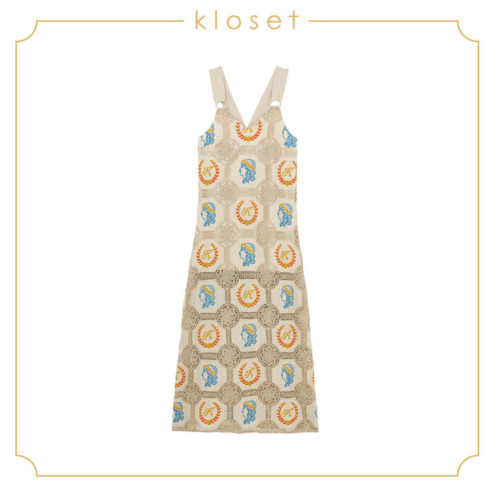 kloset-embroidery-long-dress-ss20-d018-ชุดเดรส-ชุดเดรสแขนกุด-ชุดเดรสยาว-ชุดเดรสผ้าปัก-ชุดเดรสแฟชั่น