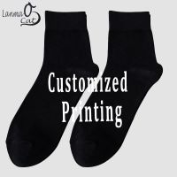 【YD】 Men Cotton Socks Male Middle Tube Custom Printing Man Business Soft