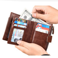 High Quality Vertical Man Zipper Coin Purse Men Leather Wallet Business Credit Card Holder Bag Wallets RFID Blocking Mens