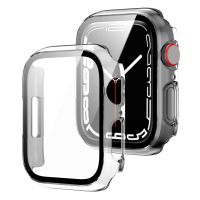 SmartPhonemall 2 in 1 PC Frame + Tempered Glass Protector Case For Apple Watch Series 8 / 7 41mm(Transparent)