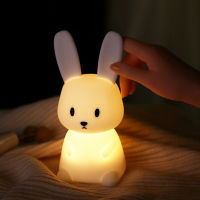 New Rabbit Silicone Lamp LED Cute Night Light Touch Sensor 7 Color Change for Kids Baby Bedroom Bedside Lamp Room Decor Gift
