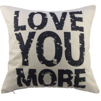 Love You More Cotton Linen Pillow Cover