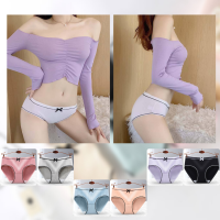 AP HOME กางเกงใน ผ้ายืด ขอบกำมะหยี่ ประดับโบว์ ต้านเชื้อแบคทีเรีย เอวสูง ลายเส้นตัดเย็บอย่างดี มีหลายสี ระบายอากาศไม่อับชื้น