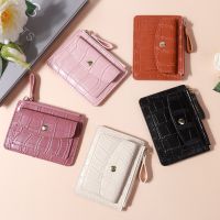 Fashion Women Simple Wallet PU Leather Multi-Slots Zipper Keychain Small Card Bag Lady Key Coin Clutch Bag Card Holders