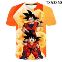 2023 NEW2022New ฤดูร้อนการ์ตูน Anime Dragon 3D พิมพ์ T เสื้อเด็ก Casual Streetwear Cool Boy Girl เด็กเสื้อ DBZ Tee