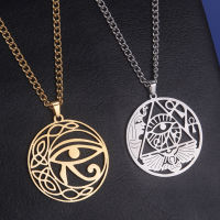 Dawapara อียิปต์โบราณ Ankh Cross God Horus Eye สร้อยคอผู้หญิงเซลติกส์ Crescent Moon สแตนเลสป้องกัน Amulet