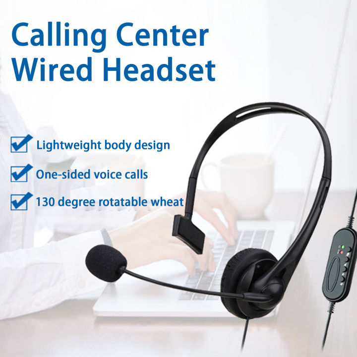 หูฟังแบบมีสายจัดเก็บข้อมูลขนาดใหญ่ตามหลักสรีรศาสตร์ปลั๊กแอนด์เพลย์ที่สามารถเล่นได้การควบคุมแบบกว้าง20-20000hz-call-abs-call-center-หูฟังแบบมีสายใช้ส่วนตัวปลั๊กหูฟังแบบมีสาย