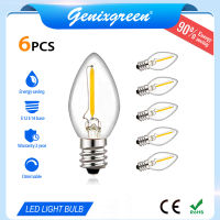 6แพ็ค E12 E14หลอดไฟเอดิสัน LED LED เชิงเทียนแบบหรี่ไฟได้ไส้หลอดไฟ C7 0.5W 220V 90% หลอดไฟประหยัดพลังงานสำหรับห้องนั่งเล่น