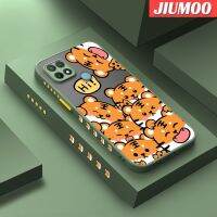 เคส JIUMOO สำหรับ OPPO เคส A15 A15s A35 4G เคสลายการ์ตูนมีน้ำค้างแข็งโปร่งใสเสือแข็งด้านข้างแบบแข็งลายกล้องปลอกซิลิโคนกันกระแทกเคสนิ่ม