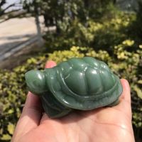 95มม. สีเขียวธรรมชาติ Aventurine Aventurine เต่าควอตซ์คริสตัลเต่าแกะสลักงานฝีมือ Healing Aquarium ตกแต่งบ้าน1Pcs