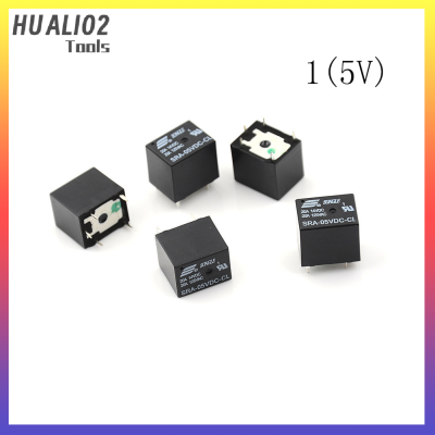 รีเลย์รถยนต์สีดำ5V 24V 20A 5Pin อุปกรณ์รีเลย์ไฟฟ้ากระแสตรง HUALI02 5ชิ้น