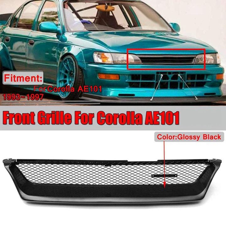 รถกันชนหน้าตาข่ายย่าง-grille-gloss-black-racing-grills-สำหรับ-toyota-corolla-ae101-1993-1994-1995-1996-1997