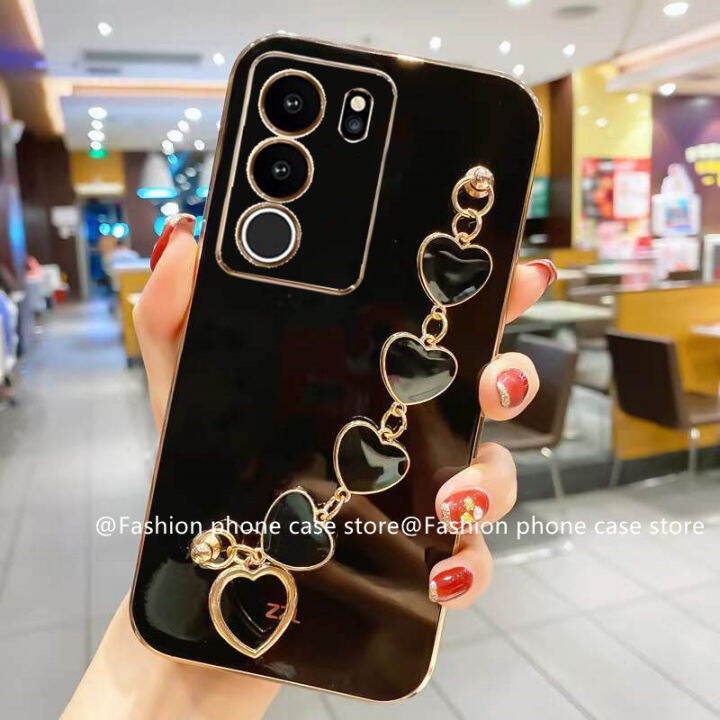 เคสโทรศัพท์-vivo-v29-v29e-v29-pro-5g-เคส-phone-case-หรูหราสีสันลูกกวาดชุบ-vivov29-5g-เคสนิ่มซิลิโคนพร้อมสร้อยข้อมือรูปหัวใจ2023