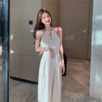 COD DSFERTGERRYYY White Jumpsuit Womens Summer Thin Style Fashion Halter Suit Temperament Loose Slimmer Look Drape High Waist Wide Leg Pants