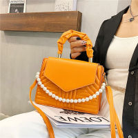 ใหม่ Simple Square กระเป๋าใหม่ R บุคลิกภาพ Pearl กระเป๋าถือ Candy One-Shoulder Messenger กระเป๋า Mini Bag