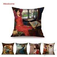 John Waterhouse Famous Oil Painting Art Young Woman Floral Fairland Sofa Decoration Pillow Case Royal Classical Cushion Cover