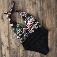 NANCY TINO Bikini Suit Sexy Double Layer Lotus Leaf Flower Print High Waist Split Swimsuit Female Hot Spring Beach Bikini