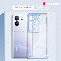 NIWINEE เคสโทรศัพท์เนื้อนิ่ม TPU ขอบสี่เหลี่ยมแบบตรงชุบหรูหราสำหรับ VIVO V29 5G/VIVO S17 Pro 5G ฝาครอบโทรศัพท์ใสพร้อมเลนส์เต็มรูปแบบขายดีเคสเคสกันกระแทก