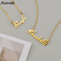 Atoztide Custom Name Necklace Stainless Steel Chain Blade Nameplate Pendants Personalized Letter for Women Jewelry Gift2023