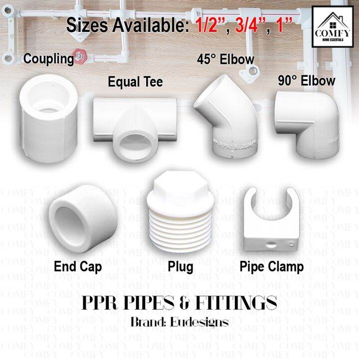 PPR Pipe Fittings Plain, Coupling, Elbow 90°, Elbow 45°, Equal Tee, End ...