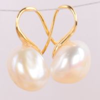 10-12mm white baroque pearl earrings 18K gold-plated hook gold chic teardrop elegant dangler natural earbob