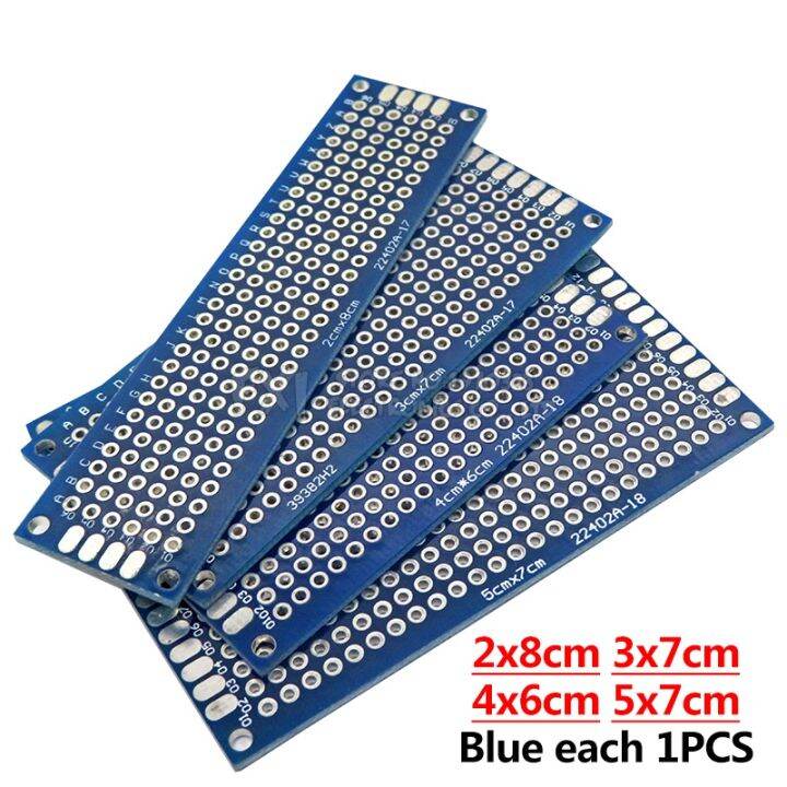 4ชิ้น5x7-4x6-3x7-2x8ซม-สีน้ำเงินเขียวสองด้านทองแดงต้นแบบคณะกรรมการสากล-pcb-ถ้ำแผงวงจรควบคุมบอร์ดสำหรับ-arduino