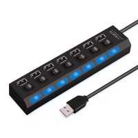 【LZ】♟◐  Alta Velocidade USB Hub 2.0 Adaptador Expansor Multi USB Splitter Extensor Múltiplo Lâmpada LED Switch para PC Laptop 4 Portas 7 Portas