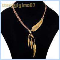 CONGYIYIMO07 2PCS โบฮีเมียน ห่วงโซ่เชือก พู่พู่ห้อย จี้ขนนกใบไม้ Collares collares อุปกรณ์เสริมแฟชั่น หลายชั้นหลายชั้น สร้อยคอสำหรับผู้หญิง สำหรับผู้หญิง