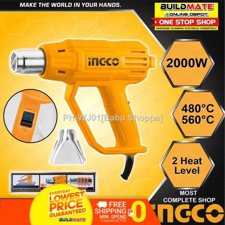 INGCO Heat Gun Hot Air Plastic Sealer Heater Blower Heat Shrink 2000W