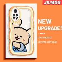 เคส JIUMOO สำหรับ Xiaomi Redmi Note 11 Pro 11e 5G Note Pro เคสโทรศัพท์โปร่งใสกันกระแทกลายคลื่นสีสันสดใสลายการ์ตูนรูปลูกสุนัขมีความสุขเคสครีมซิลิโคนแฟชั่นน่ารักเคสป้องกันแบบใสเลนส์กล้องถ่ายรูป