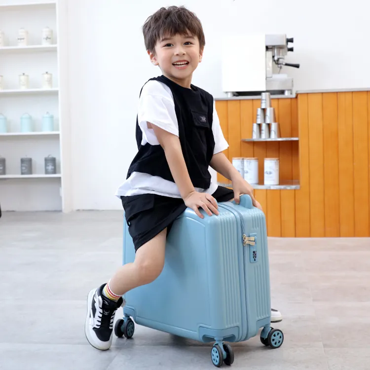 24 Inch Children's Ride On Trolley Luggage, Portable Universal Wheel  Luggage, Waterproof Unisex Boys Girls Travel Suitcase with Lock Rideable  Luggage