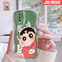 เคส JIUMOO สำหรับ VIVO Y30 Y30i เคส Y50ลายการ์ตูนสีเทียนหน้าแข้งเป็นคลื่นเนื้อครีมกันกระแทกแบบใสนิ่มเคสมือถือโปร่งใสลายกล้องถ่ายรูปที่สร้างสรรค์ฝาครอบป้องกันเรียบง่าย