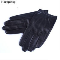 Black and brown Spring Genuine Leather Gloves Men Fashion Warm Driving Gloves Goatskin Mittens