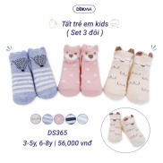 DS365 - DS367 - DS368 Set 3 đôi tất cotton Dokma kid 3-8T - màu ngẫu nhiên