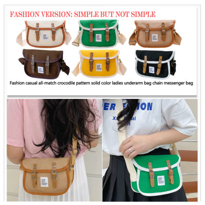 【Fast Delivery】Canvas Underarm Bag Fashion Cute Women Commute Bag Soft Ring Buckle Simple Casual Portable Flap Kawaii for Weekend Vacation