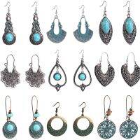 9คู่ Drop Dangle ต่างหูสำหรับผู้หญิง Boho JewelryBohemian Turquoise ต่างหูแบบดั้งเดิมสไตล์จีนทิเบต Style