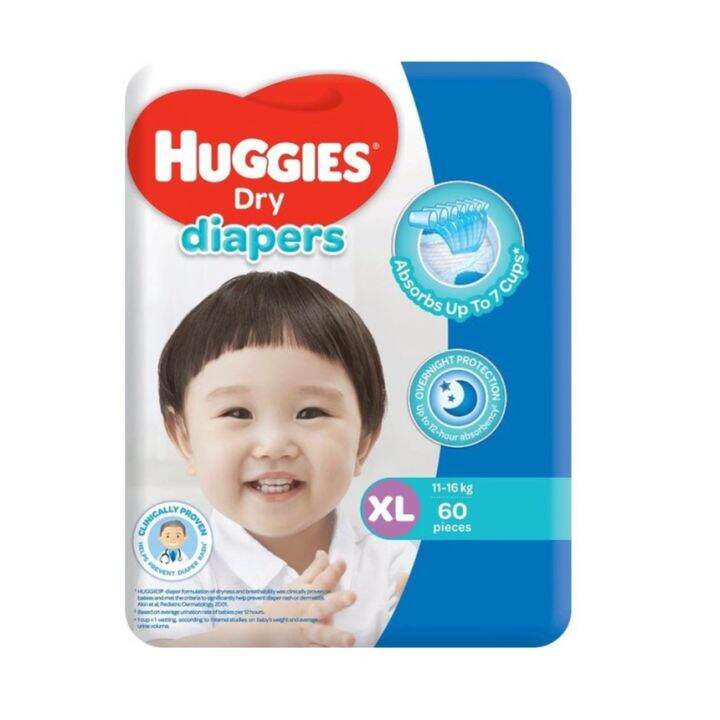 Huggies Dry Diapers XL 60 Pieces Lazada PH