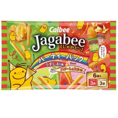 Calbee Jagabee ขนมมันฝรั่งแท่งสไตล์เฟรนช์ฟรายอบกรอบ แบบแพครวม 2 รส 1ซองมี 6 ห่อ